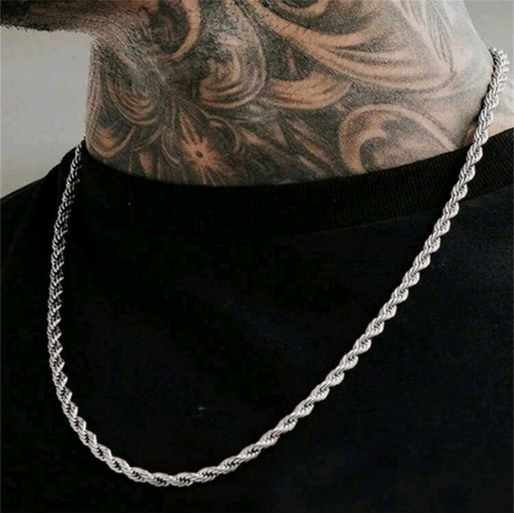 925 Sterling Silver 4mm Twisted Rope chain Necklace 20" - Picture 4 of 8